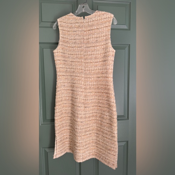 NEW ST. JOHN NUBBY BOUCLE SLEEVELESS DRESS & JACKET SUIT SET 4 8 NEUTRAL TAN NWT - Picture 12 of 13